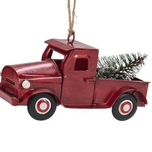 Large metal Christmas truck ornament